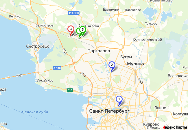 Схема транспортной доступности Песочного от Финляндского вокзала и метро Озерки
